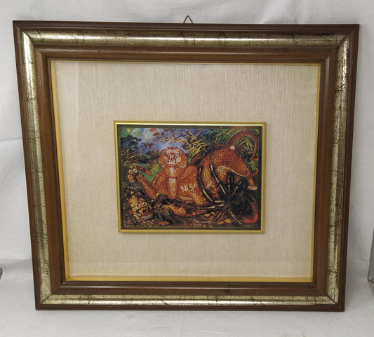 Quadro Serigrafia Su Lamina D'oro Tigre 52/299 - Artista Antonio Ligabue