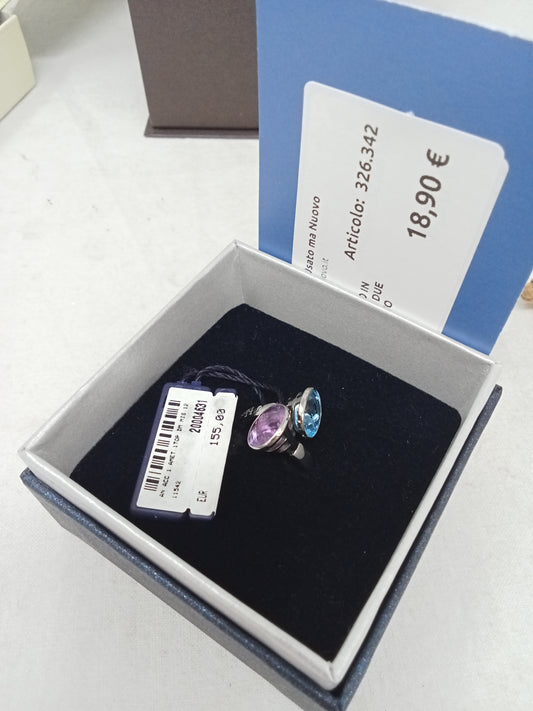 Bliss Anello In Acciaio Con Due Pietre Nuovo
