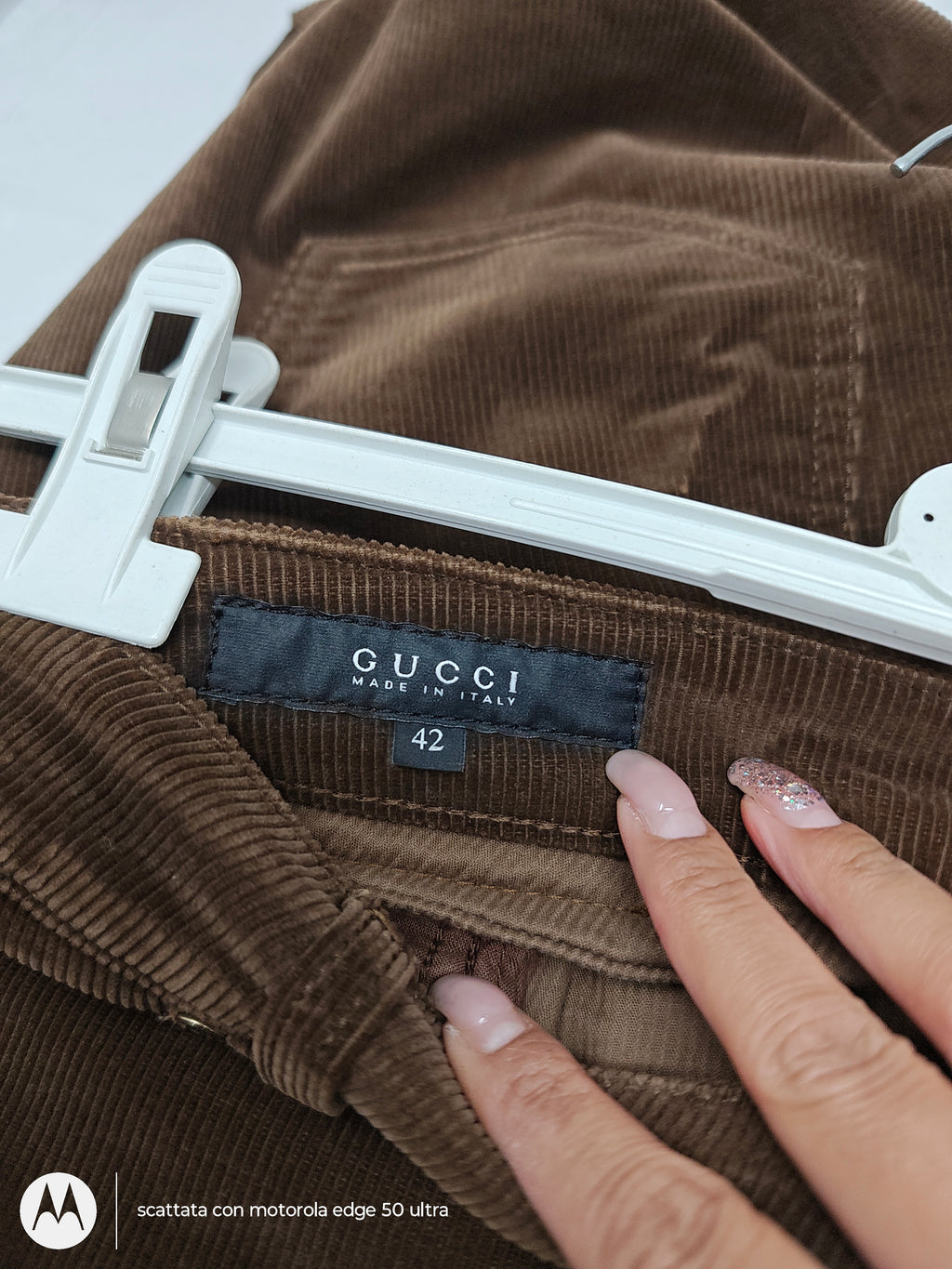 Gucci Pantaloni In Velluto Marrone 42