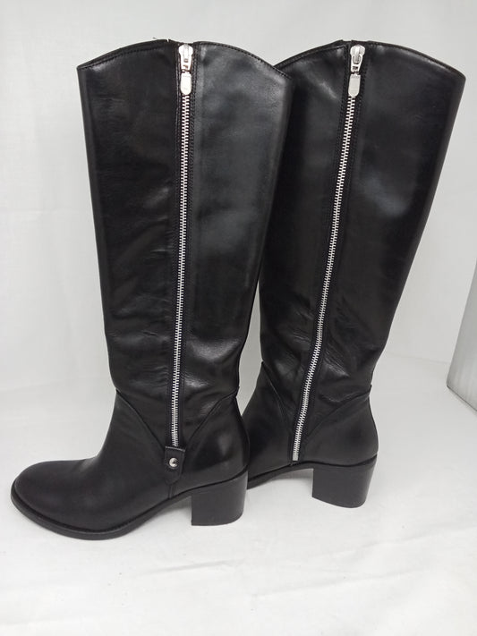 Smato Stivali In Pelle Neri Zip 37