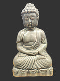 Scultura Ceramica Smaltata Grigia Buddha H. 44cm