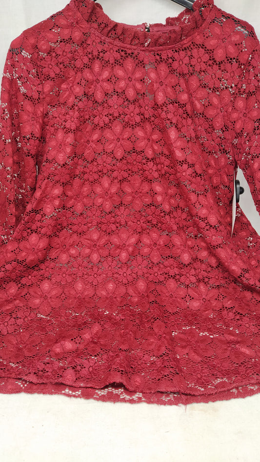 Maglia Tulle Pizzo Rosso L