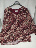 Flare Camicia Tulle Bordeaux Fiorata Tu