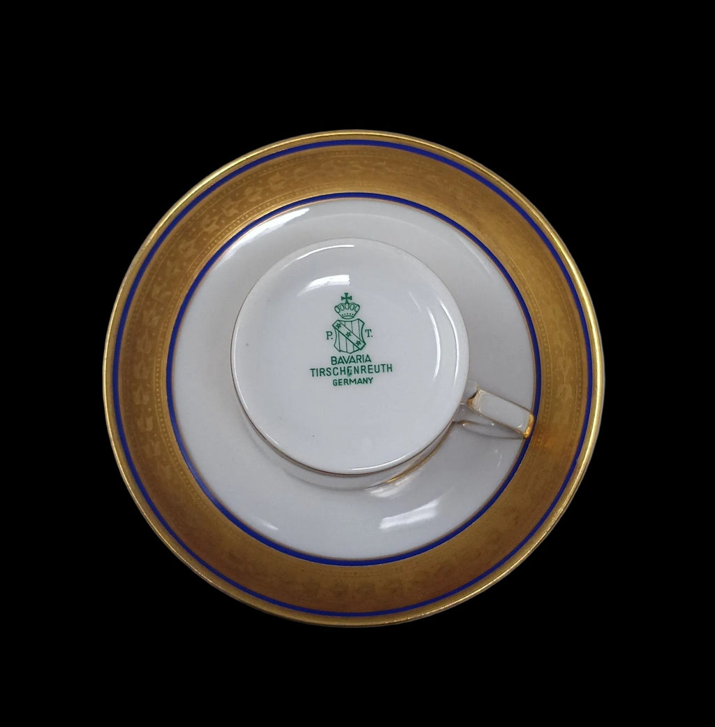 Bavaria Servizio Caffè Per 6 Bianco/blu Bordo Oro Con Lattiera