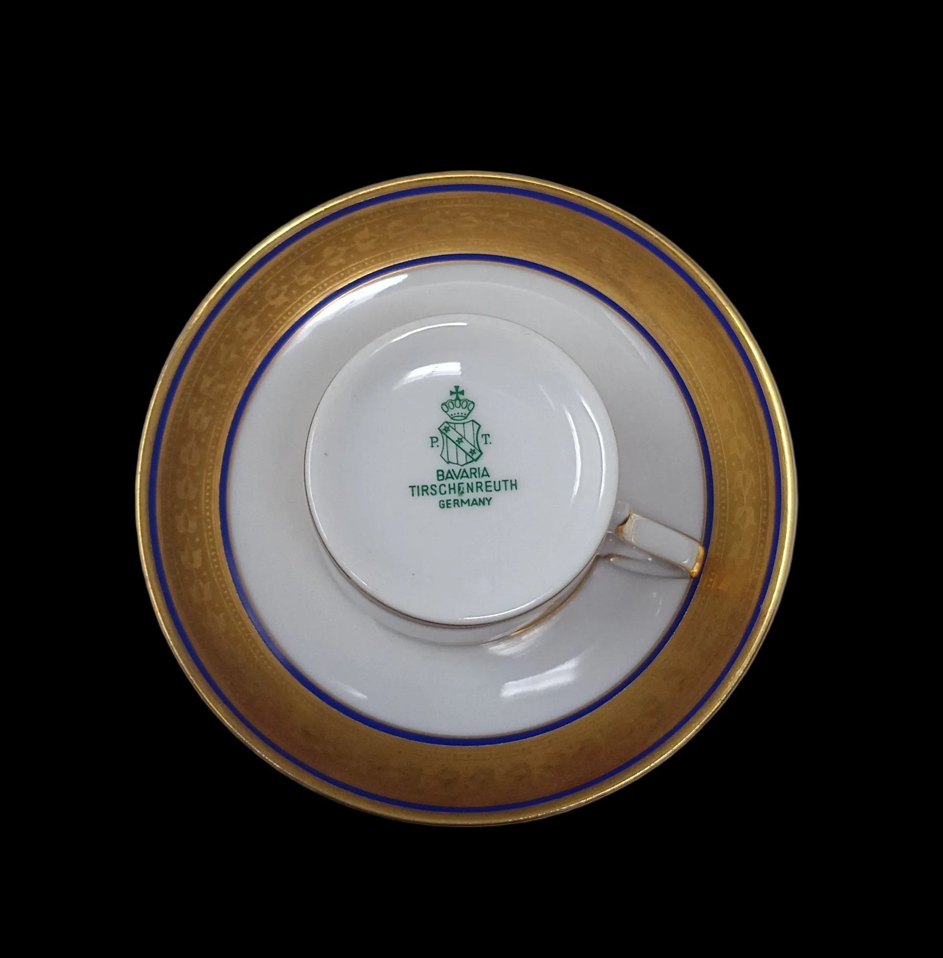 Bavaria Servizio Caffè Per 6 Bianco/blu Bordo Oro Con Lattiera