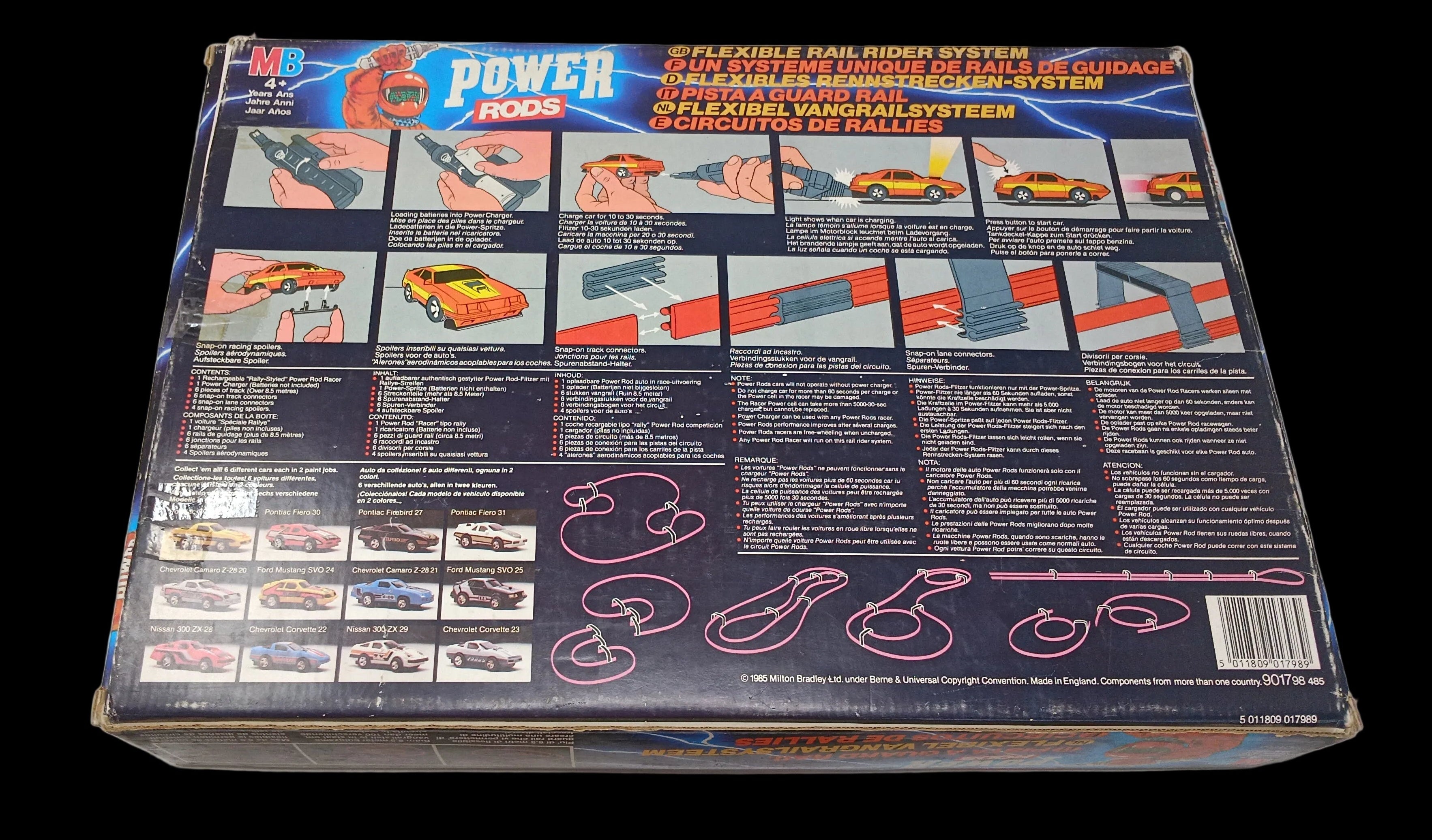 Mb Power Rods Pista Macchinine Vintage '85 Con Scatola Nuovo