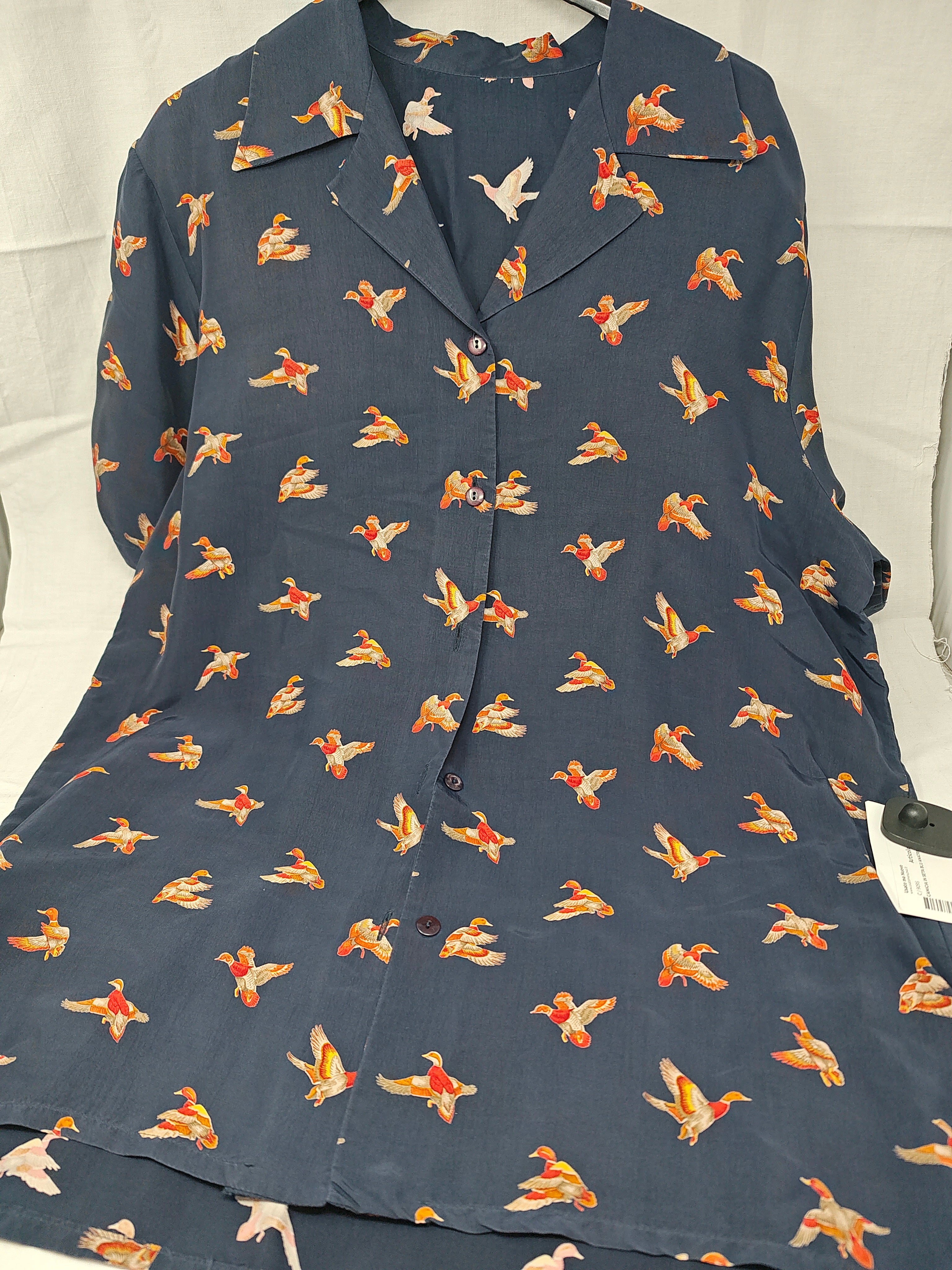 Camicia In Seta Blu Anatre Xl
