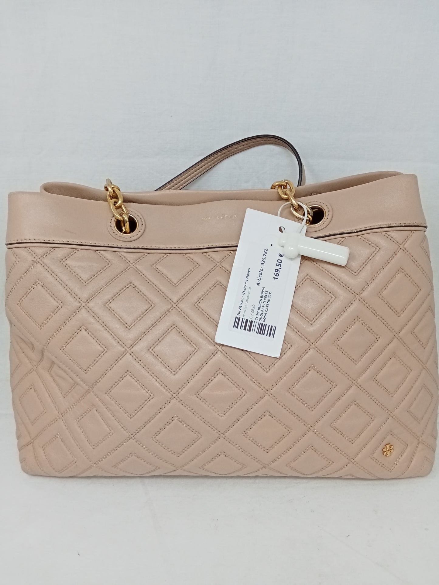 Tory Burch Borsa Shopper In Pelle Rosa Catene 37x27x14 Cm