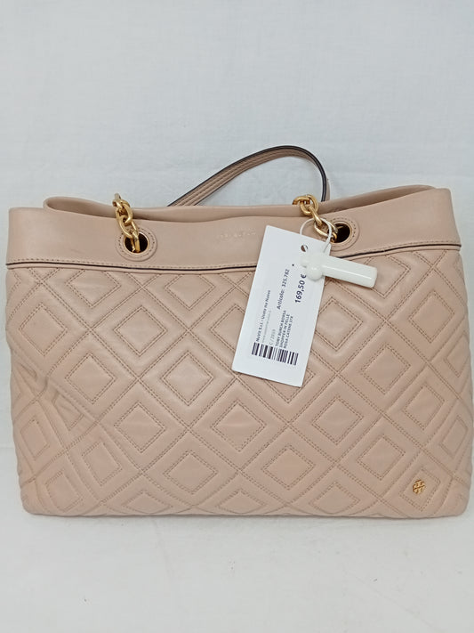 Tory Burch Borsa Shopper In Pelle Rosa Catene 37x27x14 Cm