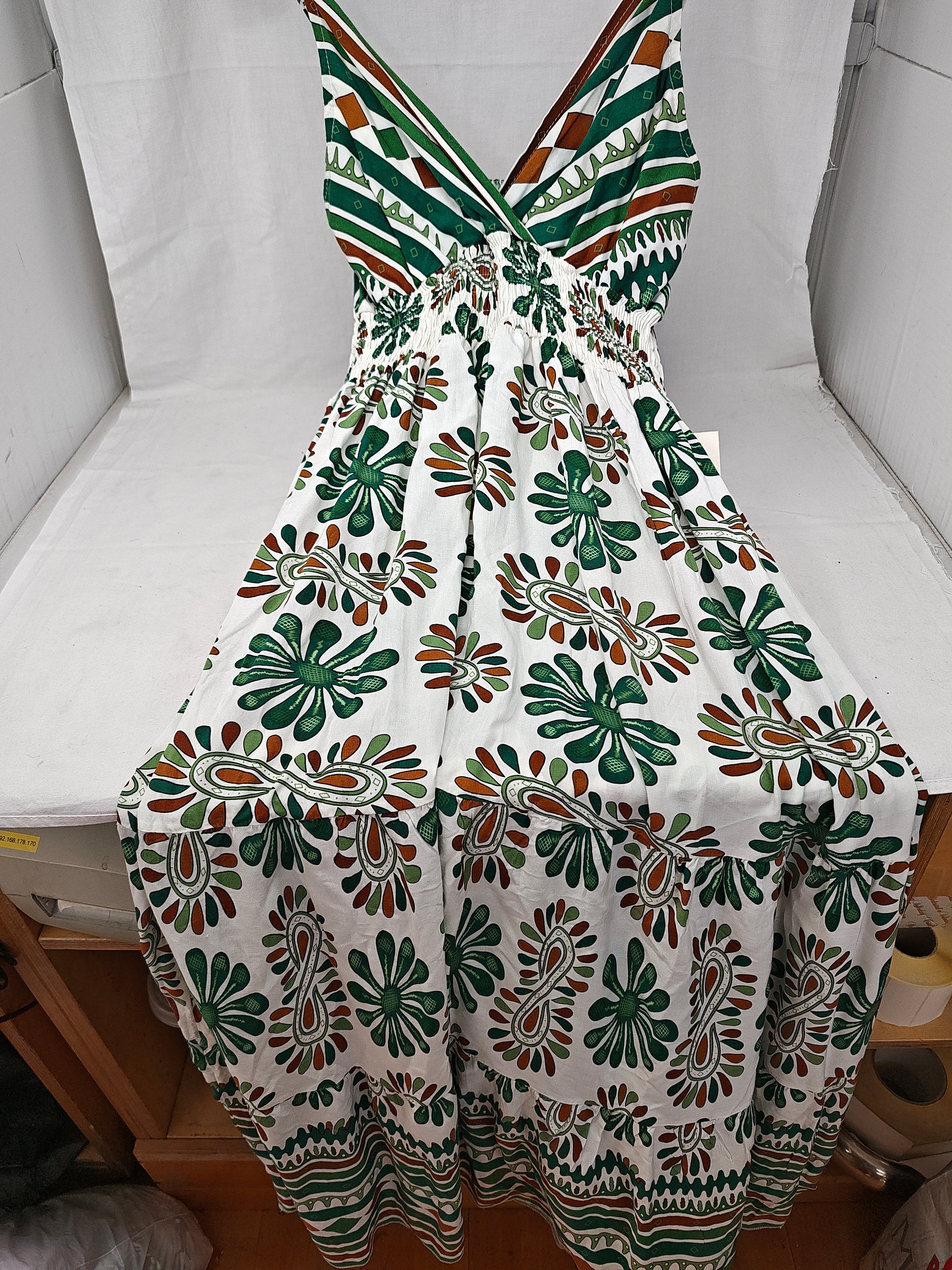 Abito Lungo Con Fantasia Fiori Verde Tu