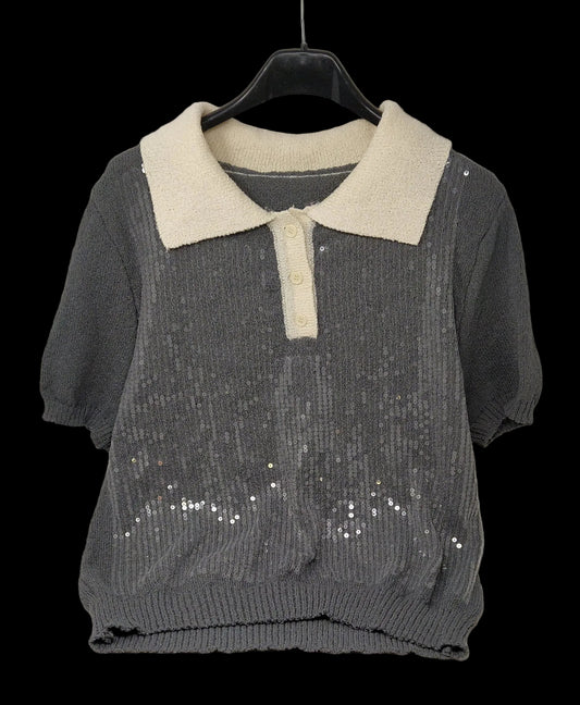 Maglione Manica Corta Grigio Paiett L