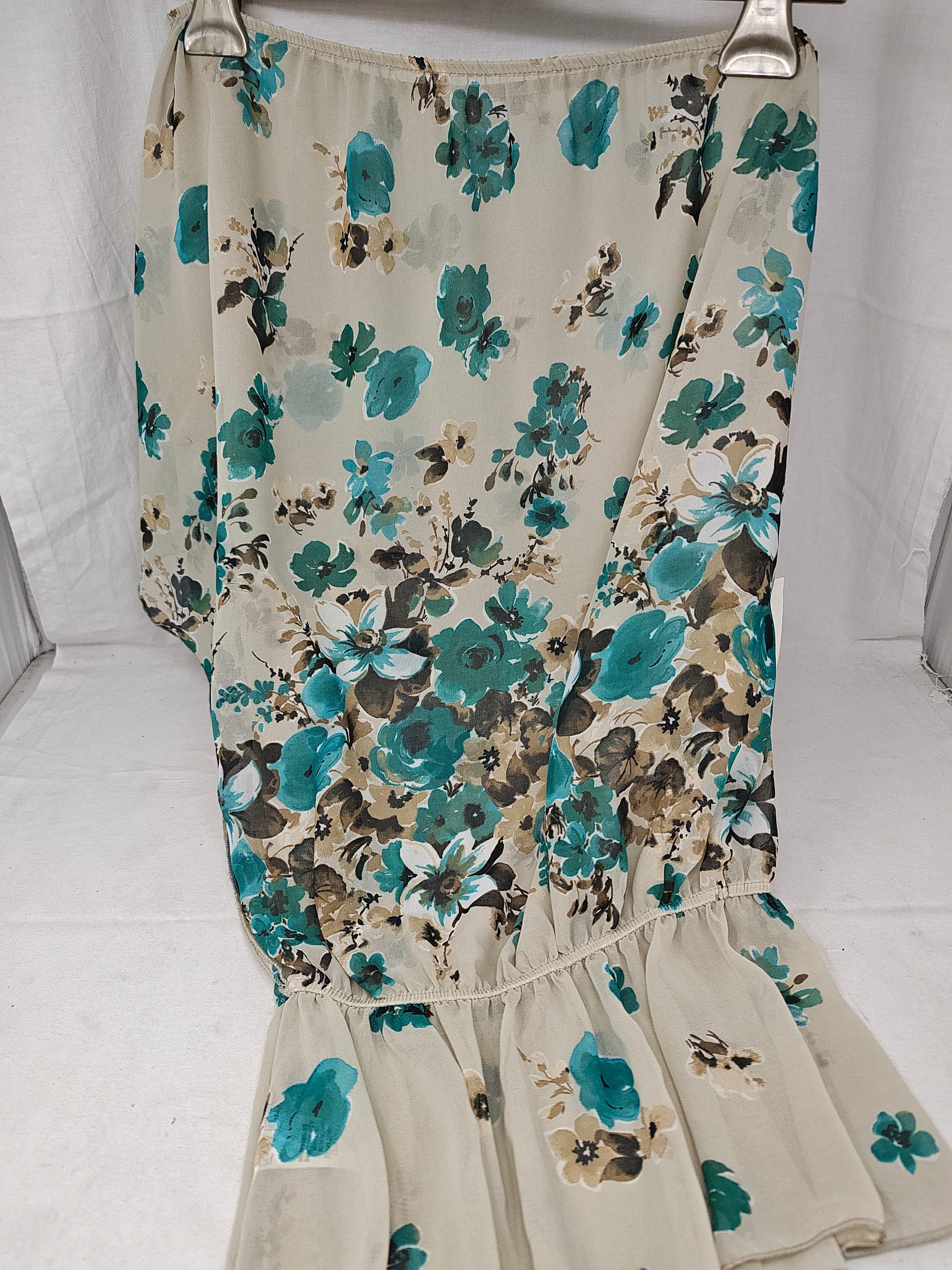 Monospalle Tulle Beige Verde Fiori M