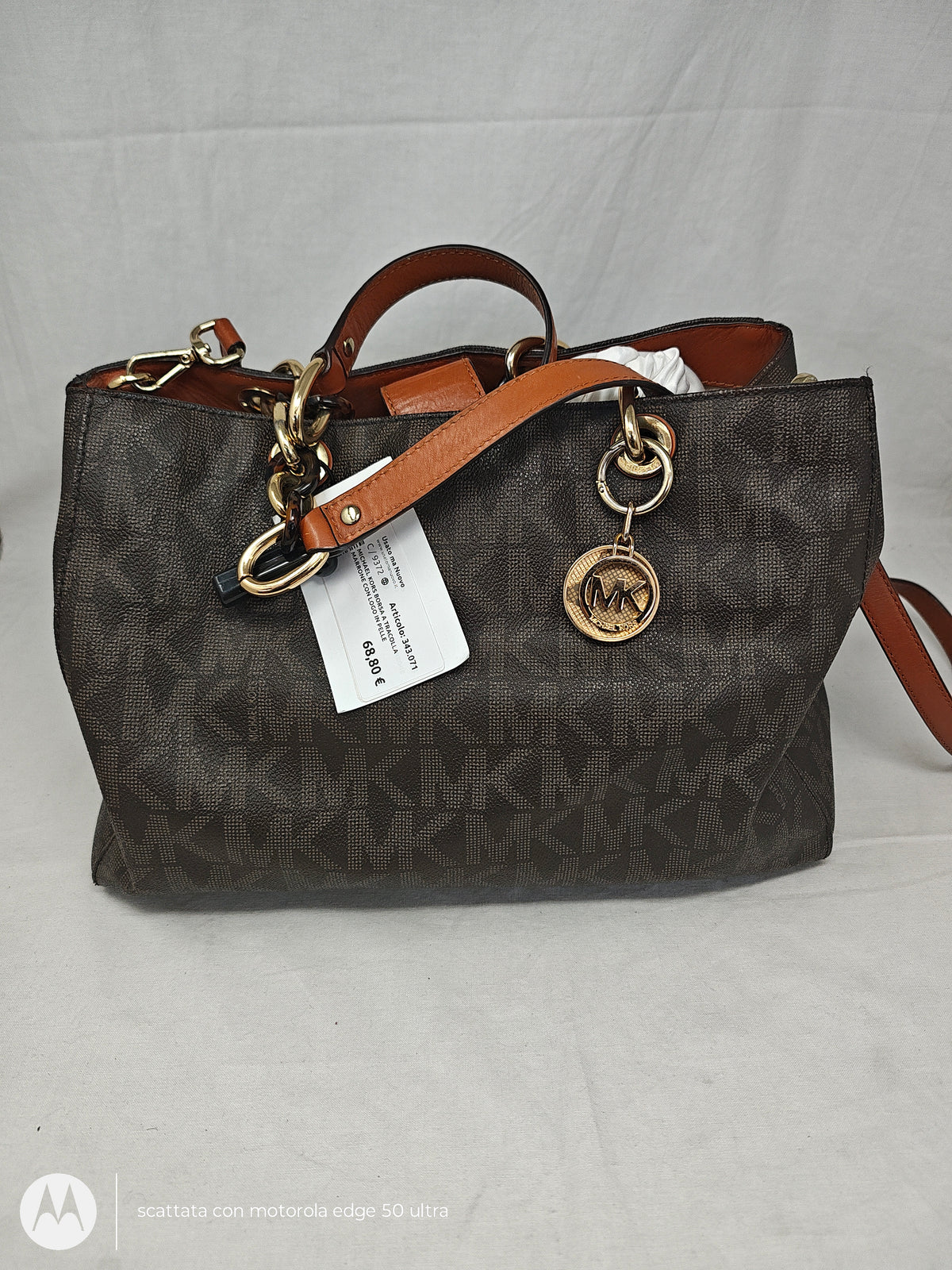 Michael Kors Borsa A Tracolla Marrone Con Logo In Pelle