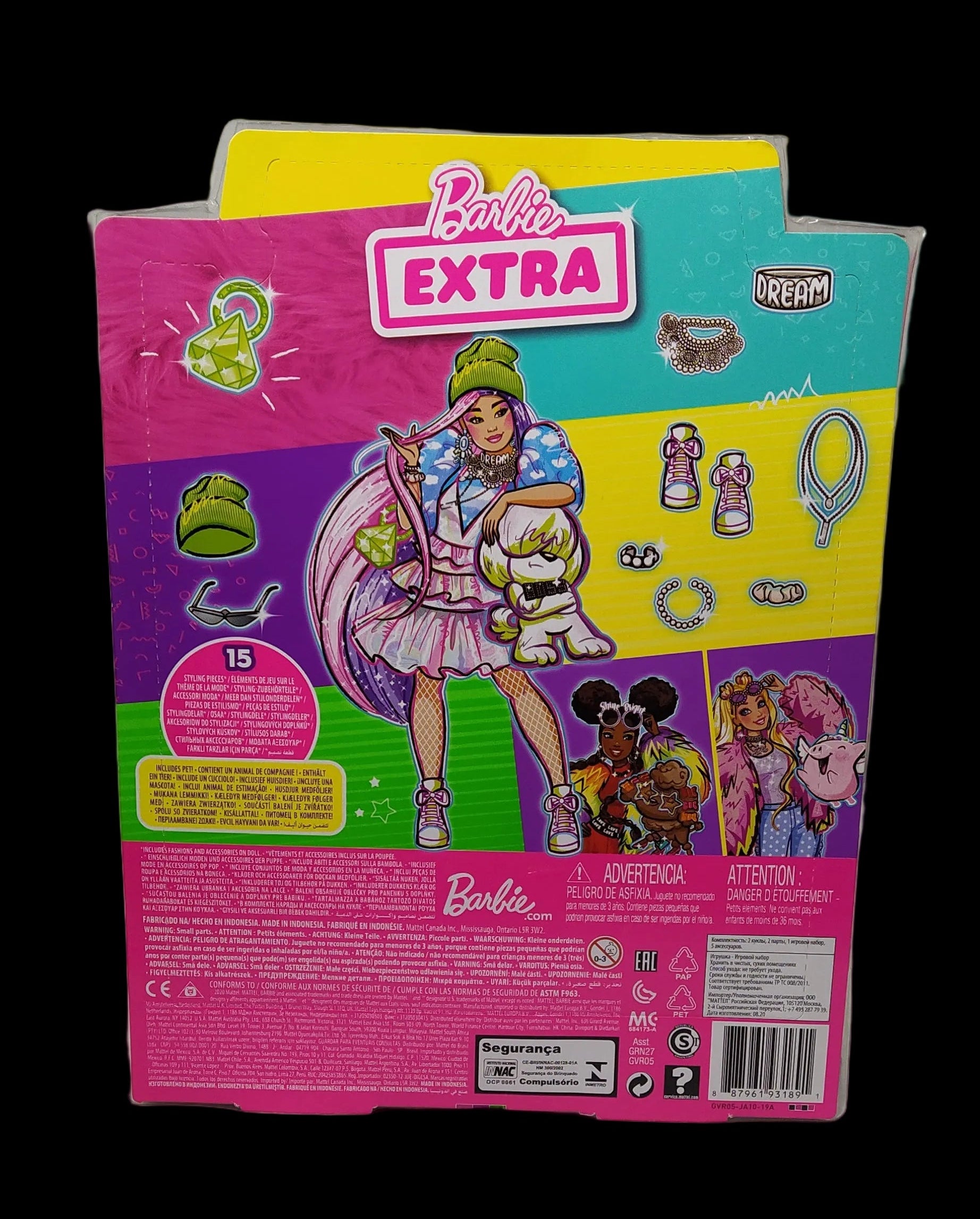 Barbie Extra Bambola Con 10 Accessori Alla Moda, Gvr05 Nuova