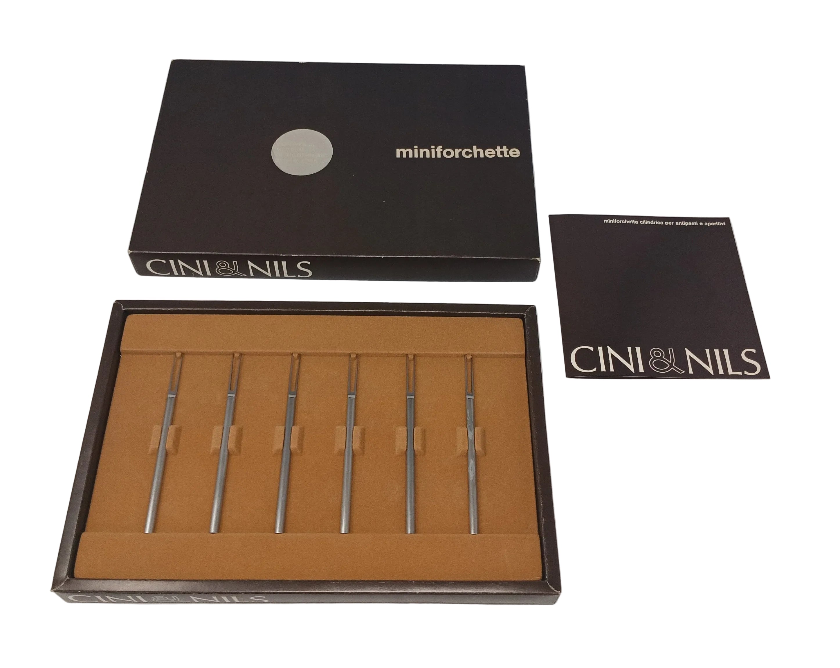 Cini & Nils 6 Mini Forchette Vintage Anni '70 Con Scatola (alcuni Difetti Evidenziati Nelle Foto)
