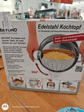 Stoneline Pentola Per La Pasta, 24 Cm, 6,7 Litri, Induzione In Acciaio Inox Con Cestello Scolapasta Estraibile E Coperchio In Vetro.