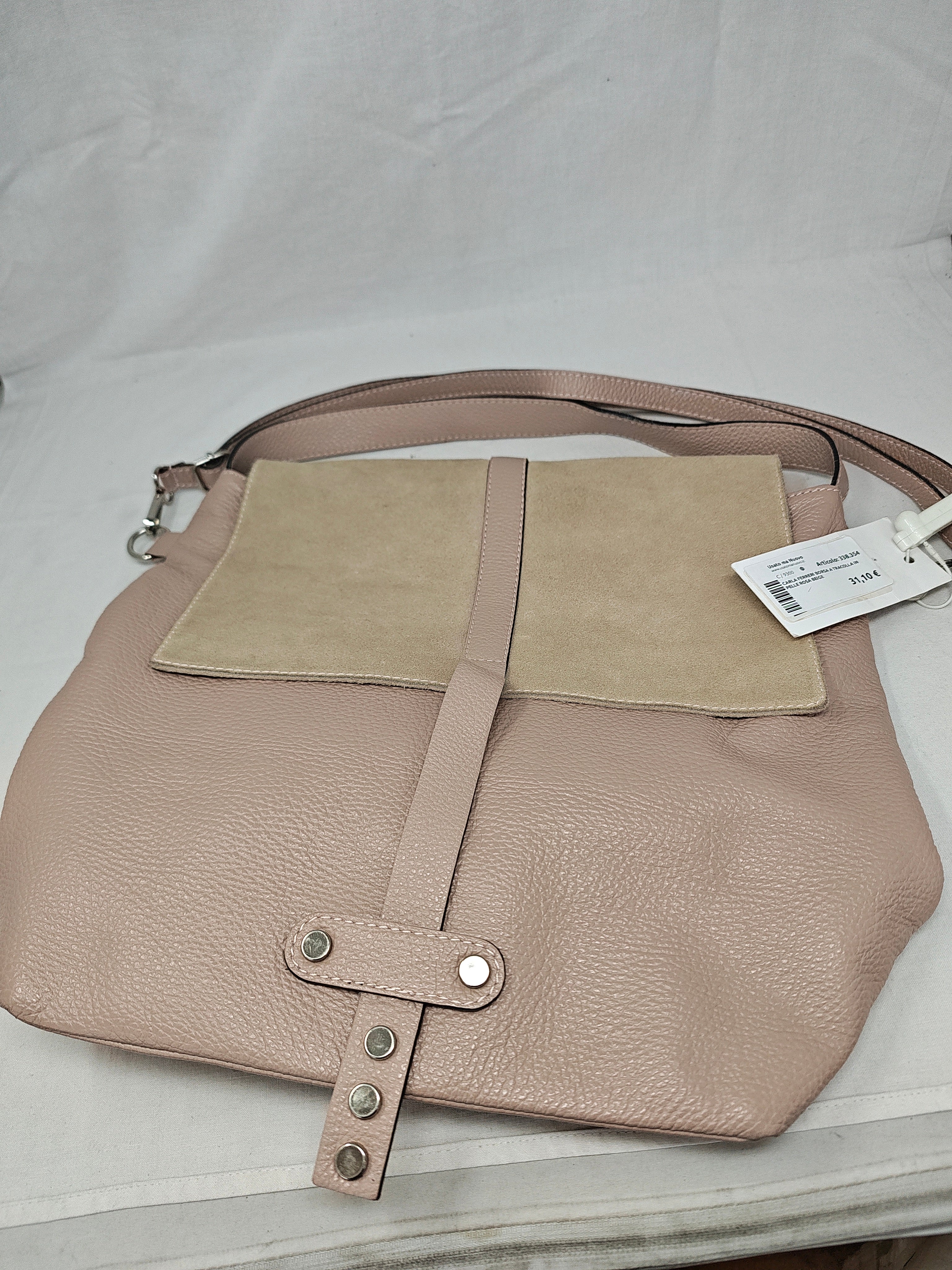 Carla Ferreri Borsa A Tracolla In Pelle Rosa Beige