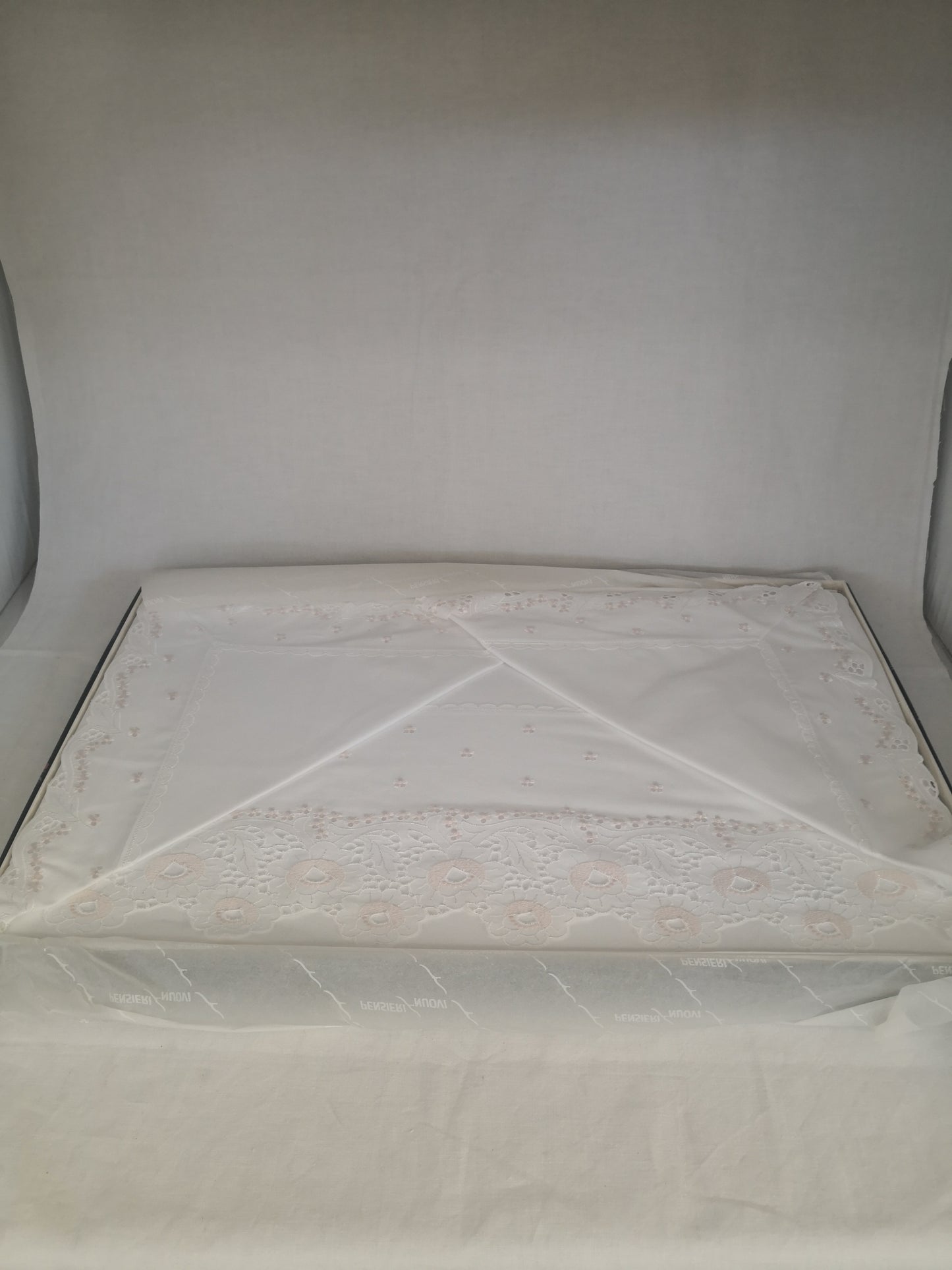 Completo Matrimoniale Nuovo Ricamo Sangallo 240x290 Bianco