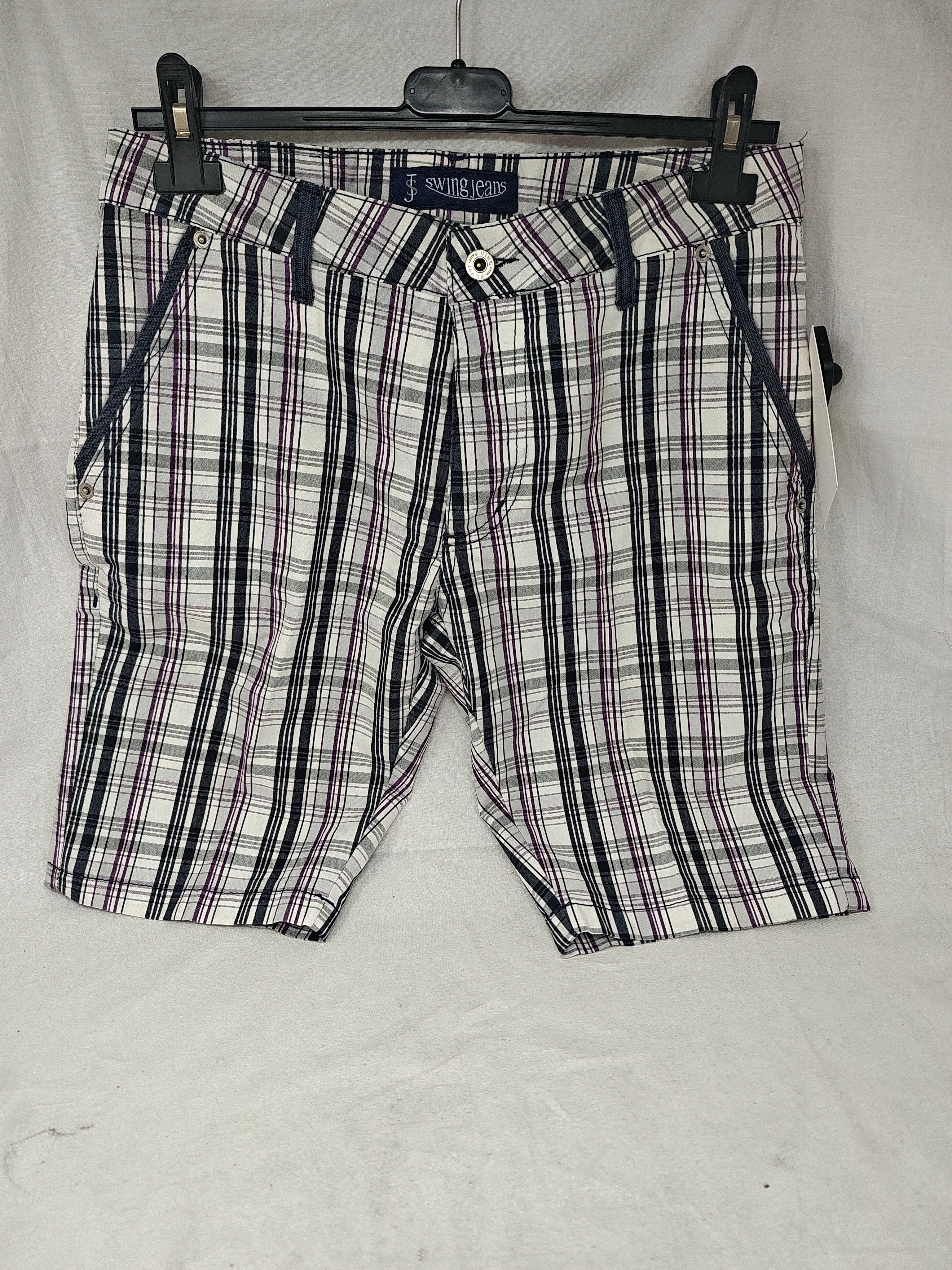 Swing Jeans Bermuda Viola Bca Blu 46 Nuovo