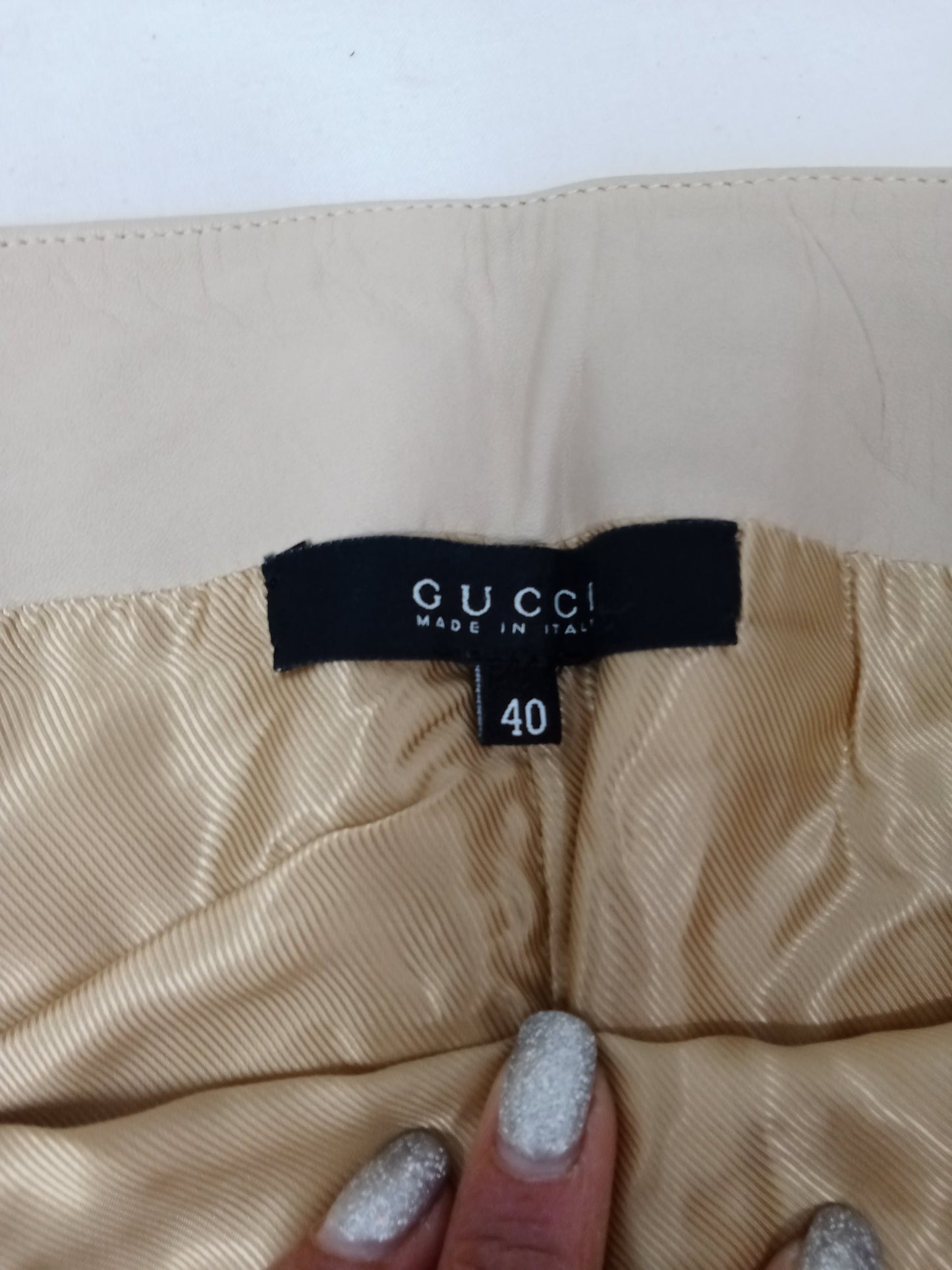 Gucci Gonna In Pelle Beige 40