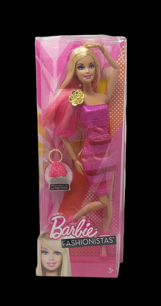 Barbie Fashionistas Bambola Snodabile Con Ciocche Di Capelli Rosa X7870 Nuova