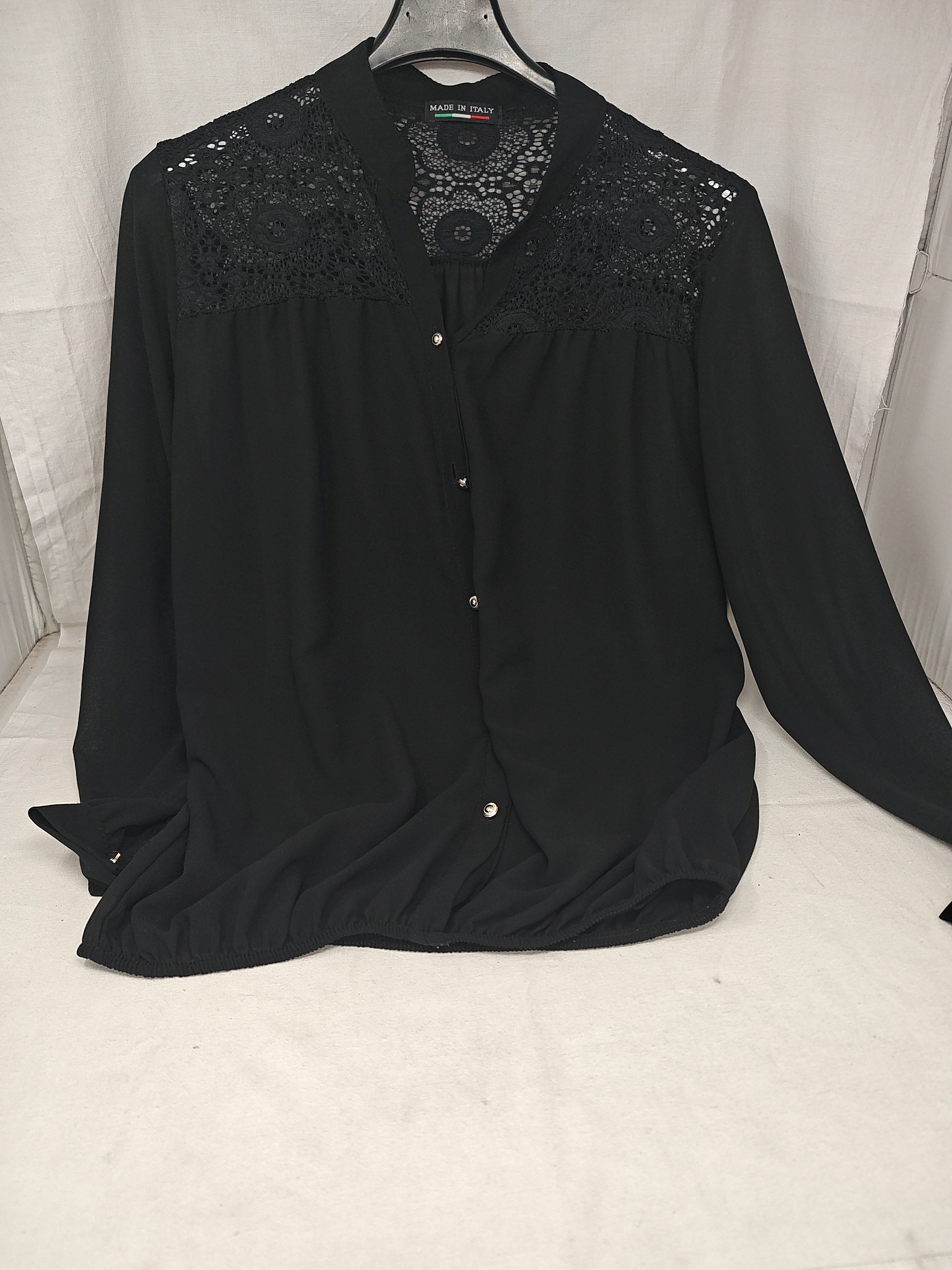 Made In Italy Camicia Nera Pizzo M