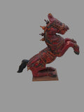 Scultura Indiana In Legno Cavallo Imbizzarrito