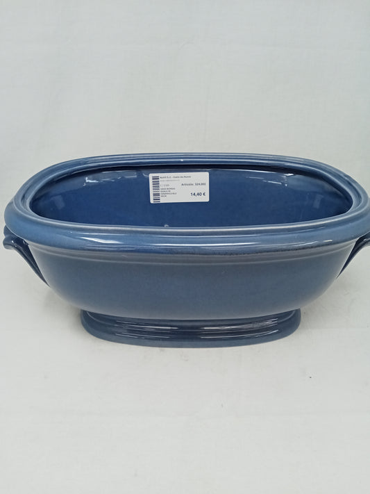 Vaso Bonsai Ovale In Ceramica Blu 34cm
