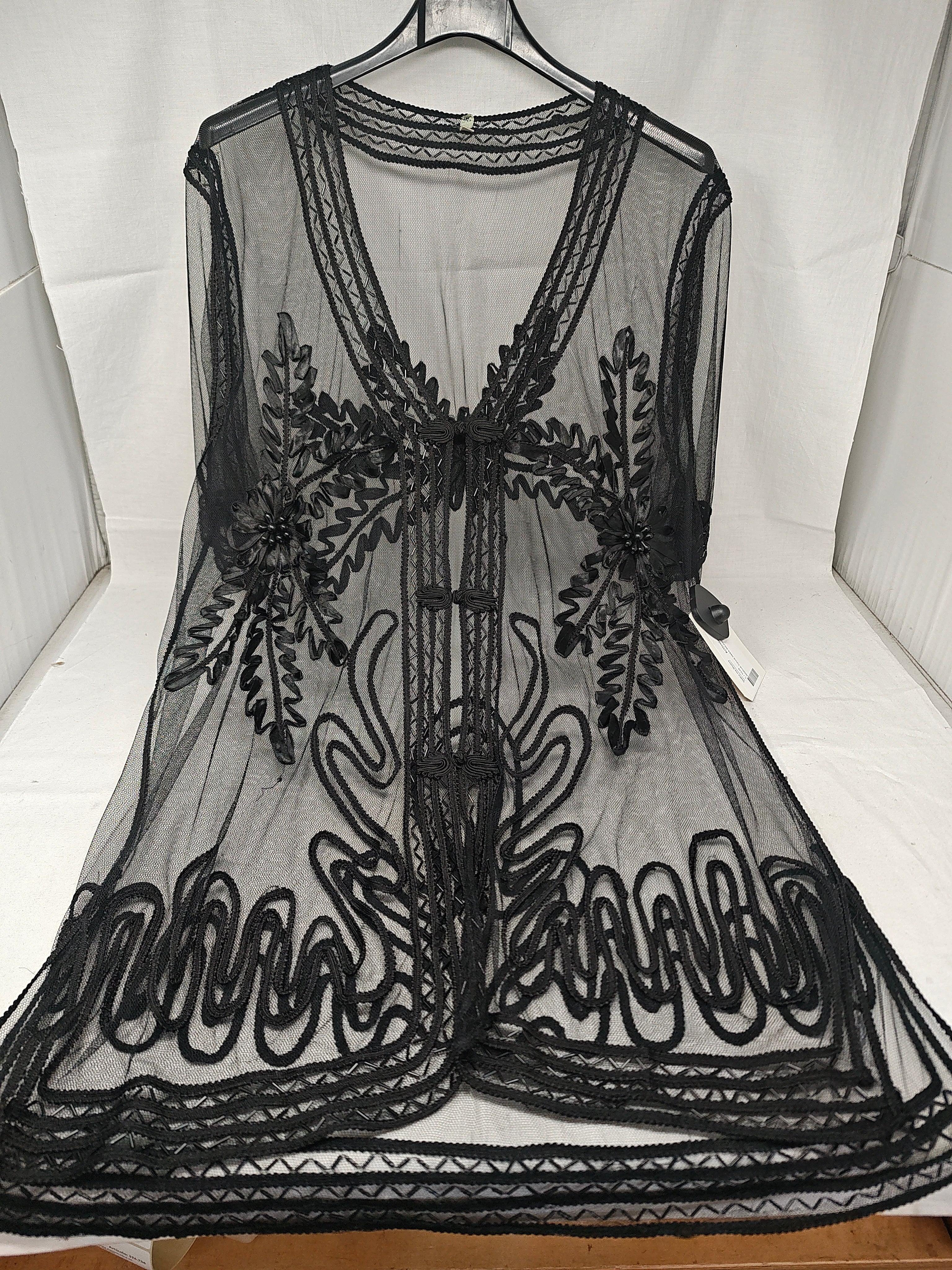 Maglia Tulle Nera Ricamo L