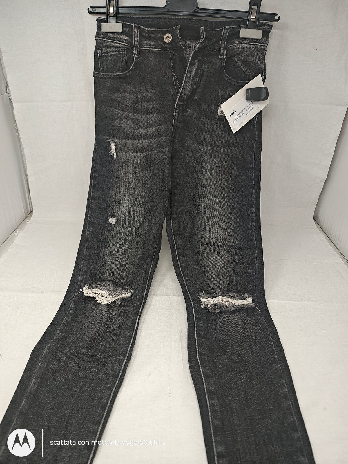 Pantaloni Jeans Neri Strappati S