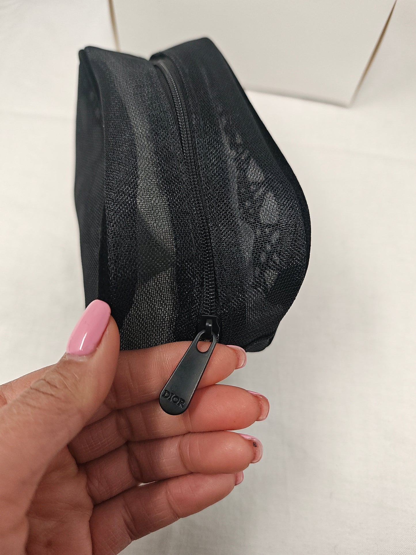 Dior Beauty Cd Logo Elegante Nero In Tulle  Pochette Cosmetica Borsa Trucco Nuova Con Scatola