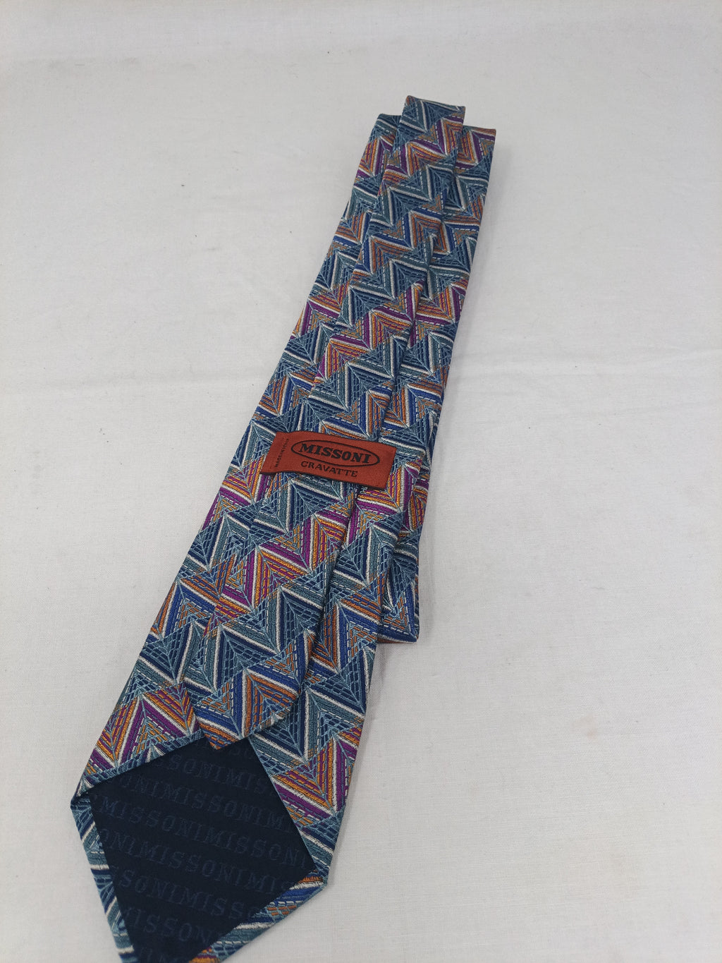 Cravatta Uomo Missoni Con Fantasia Colorato Grigia Viola Blu