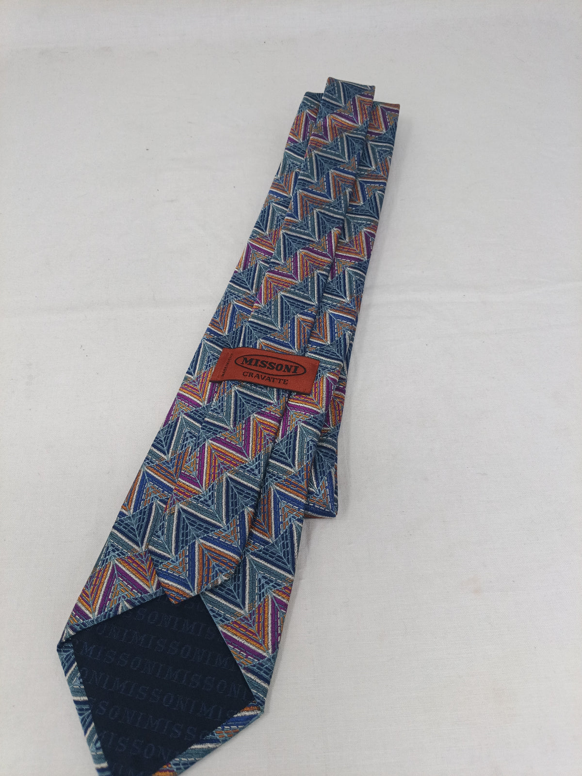 Cravatta Uomo Missoni Con Fantasia Colorato Grigia Viola Blu