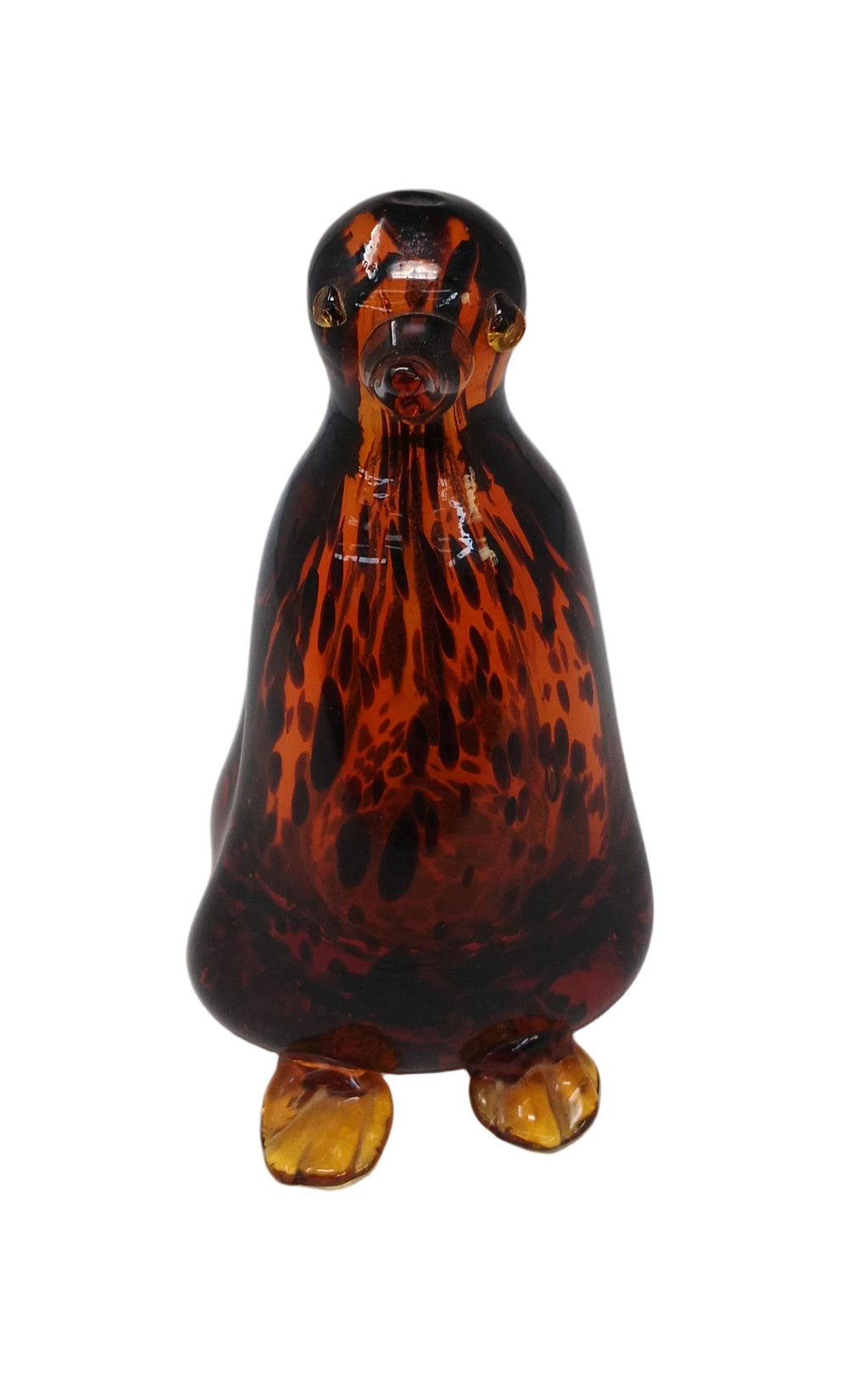 Scultura Vetro Murano Pinguino Ambrato H 23cm