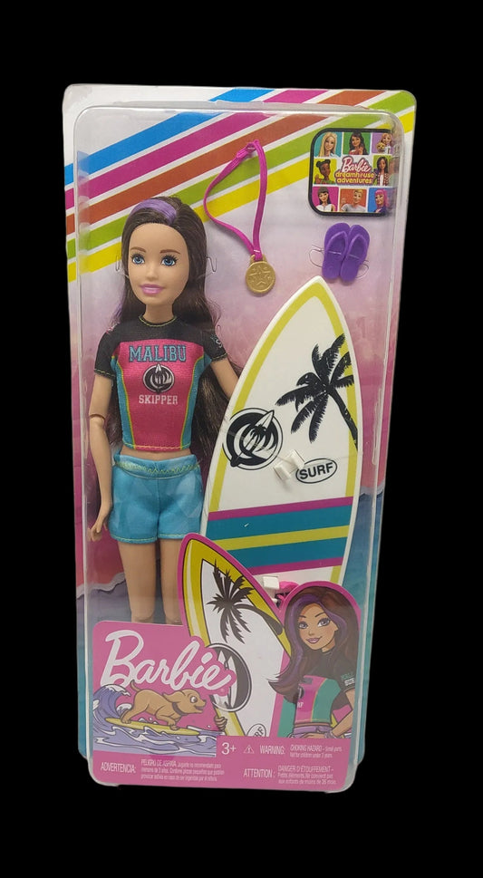 Barbie - Bambola Skipper Con Tavola Da Surf, Ghk36 Nuova