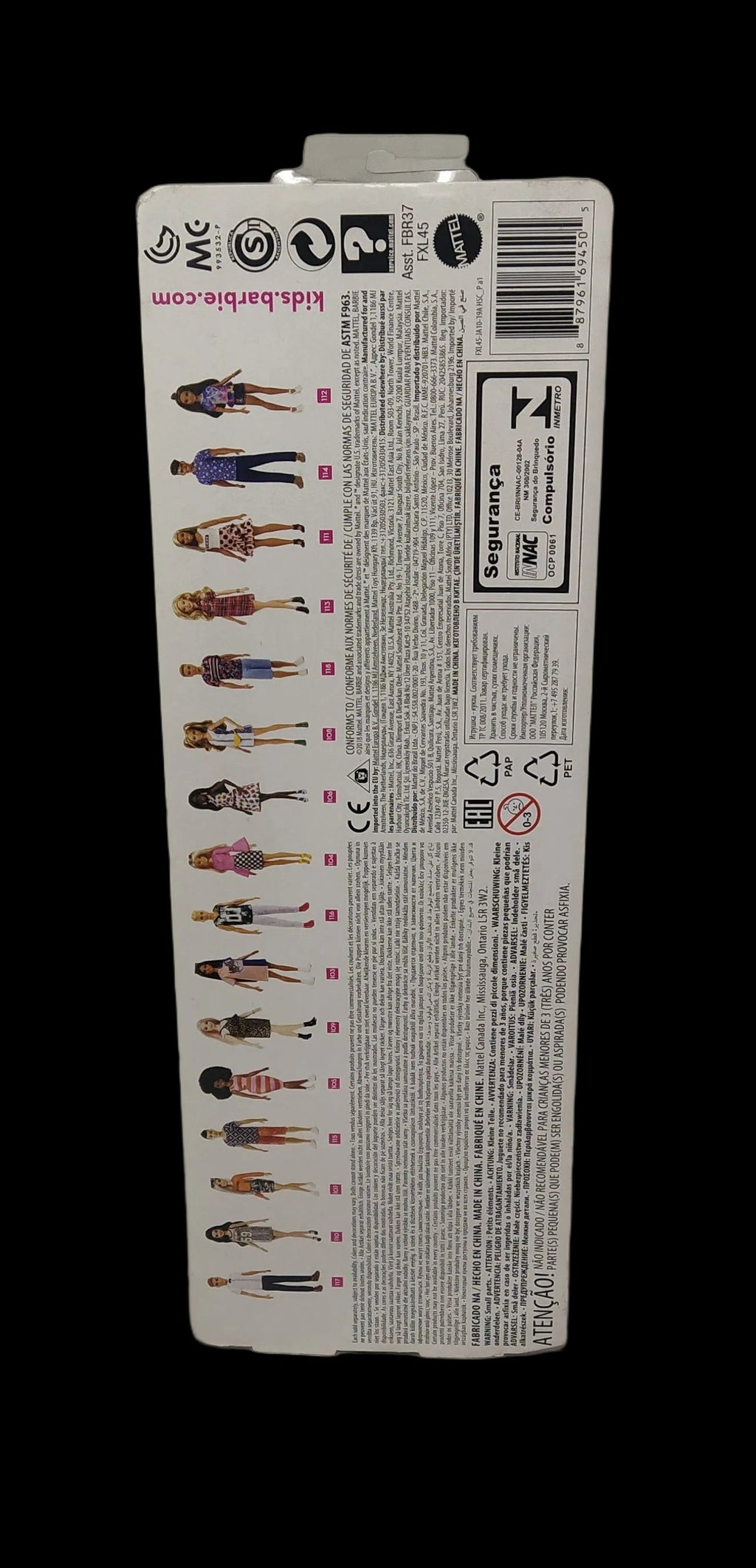 Barbie Fashionistas, Bambola Glamour Con Vestito A Righe Grandi Rosa E Arancio, Fxl45 Nuova