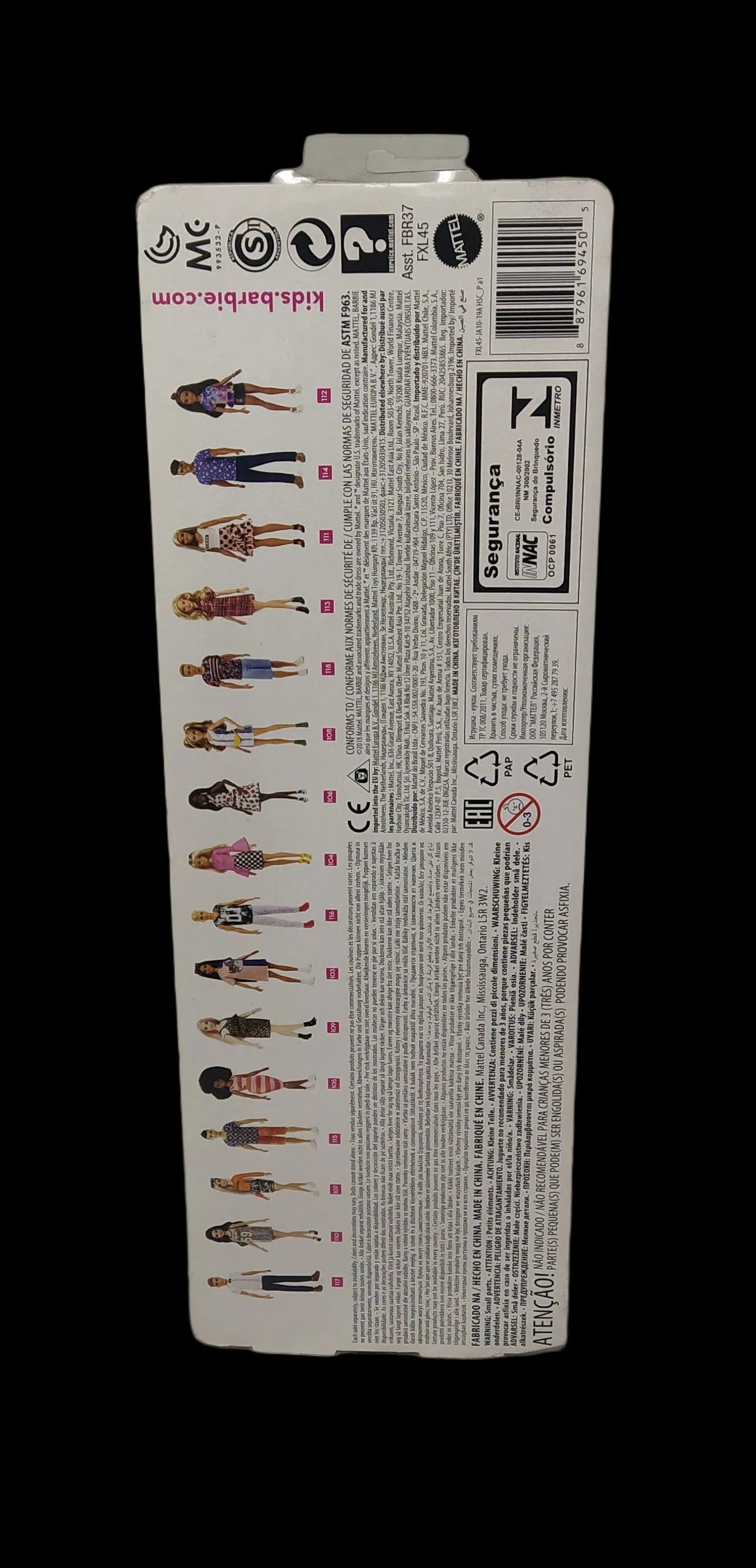 Barbie Fashionistas, Bambola Glamour Con Vestito A Righe Grandi Rosa E Arancio, Fxl45 Nuova