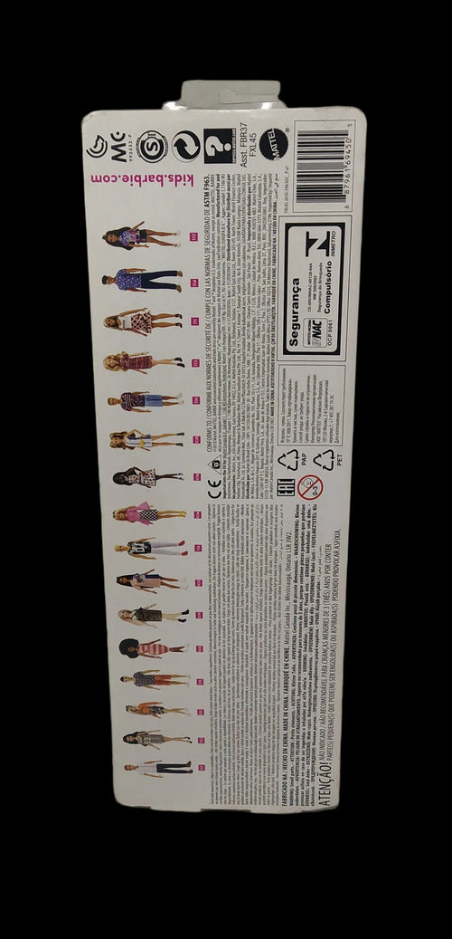 Barbie Fashionistas, Bambola Glamour Con Vestito A Righe Grandi Rosa E Arancio, Fxl45 Nuova
