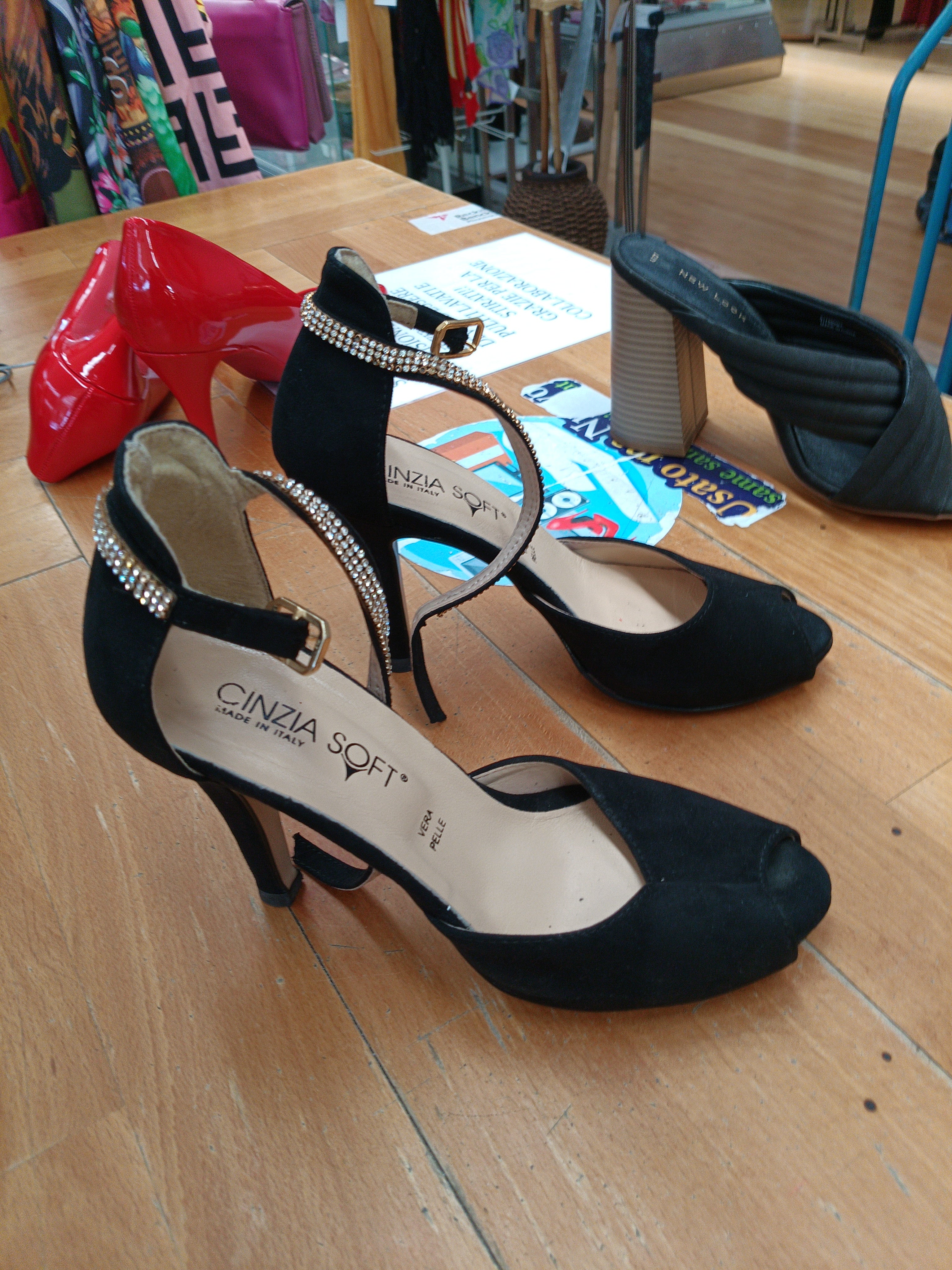 Cinzia Soft Sandalo Nero Con Tacco Strass 36