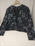 Intrend Giacca Nera Fiorata Blu Verde 42