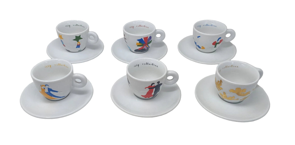 Illy 6 Tazzine Numerate Con Piattino 1999