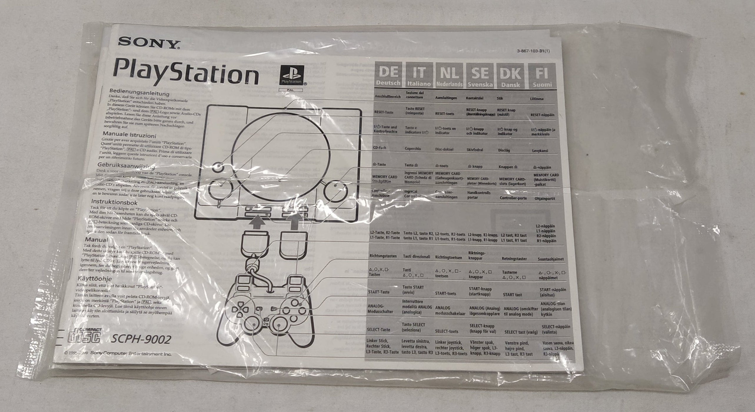 _sony Ps1 Modello Scph-9002 Modificata + 1 Joystick Originale + Memory Card + 1 Joystick Compatibile + Istruzioni + Cavi