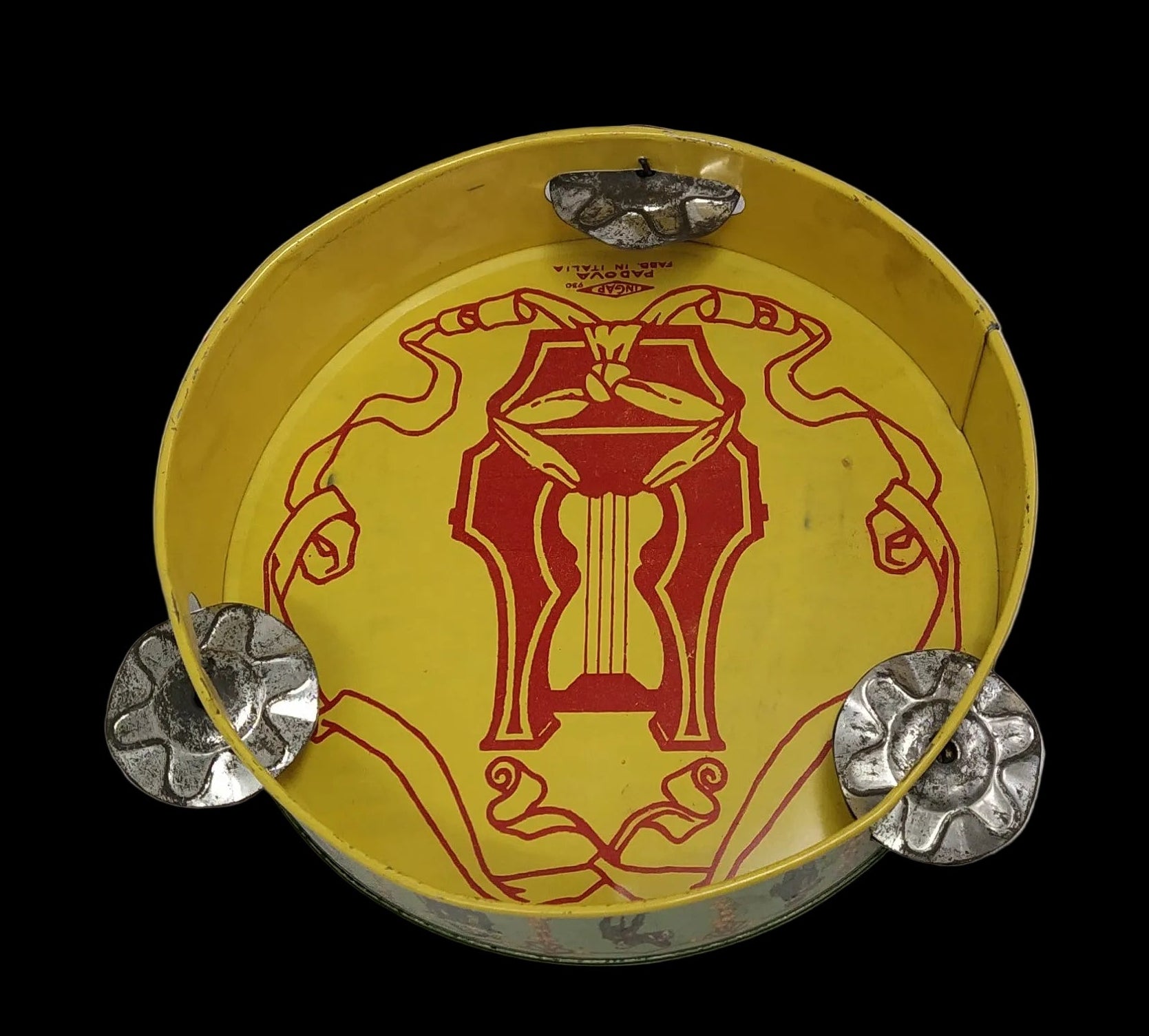 Ingap Padova Tamburello Vintage Anni 30 Latta ø 16cm Motivi Veneziani