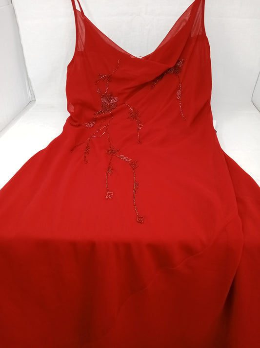 Motivi Abito Lungo Tulle Rosso Paiett 48