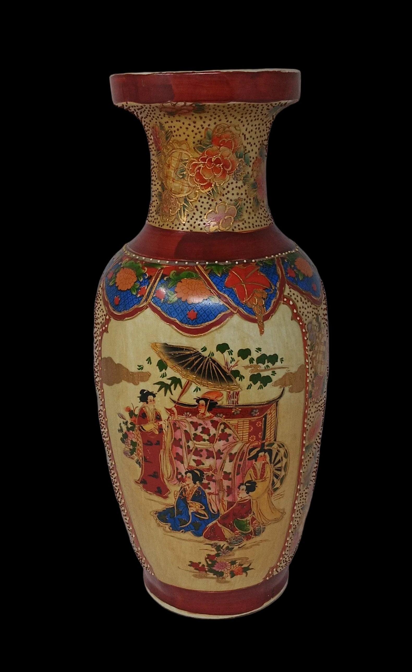 Vaso Ceramica Cinese Effigi Persone H 46cm