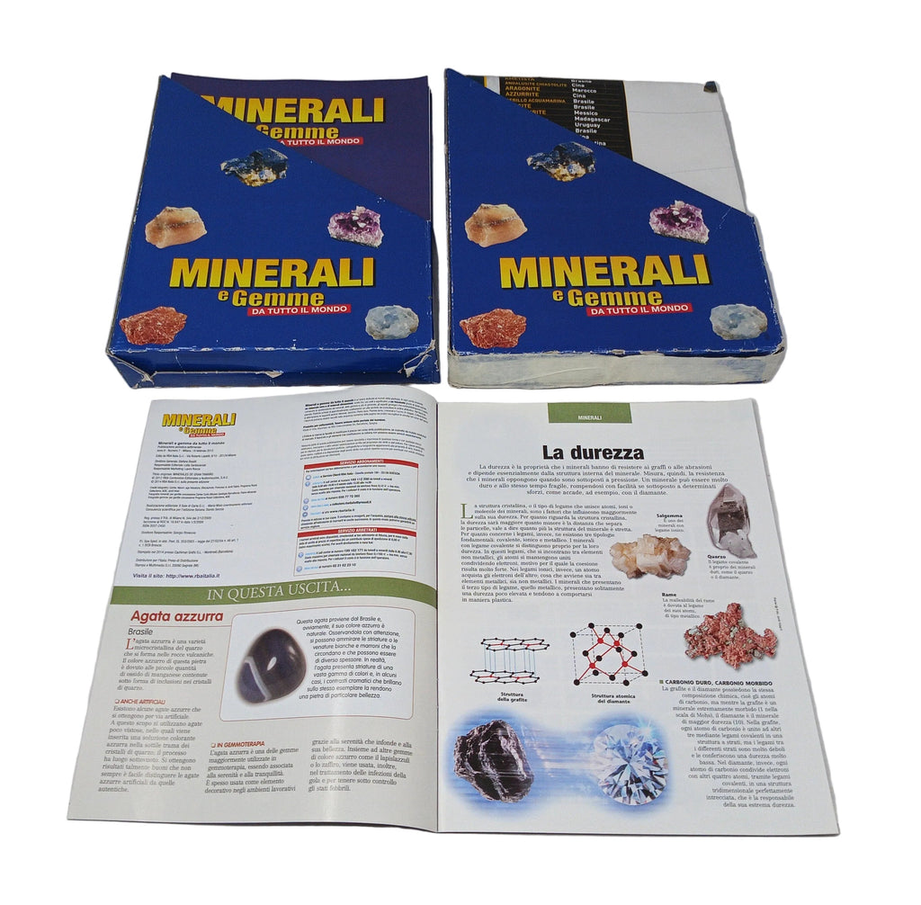 Rba Minerali E Gemme Da Tutto Il Mondo Collezione Completa 80 Minerali + Fascicoli + 2 Raccoglitori Con Schede + 4 Teche