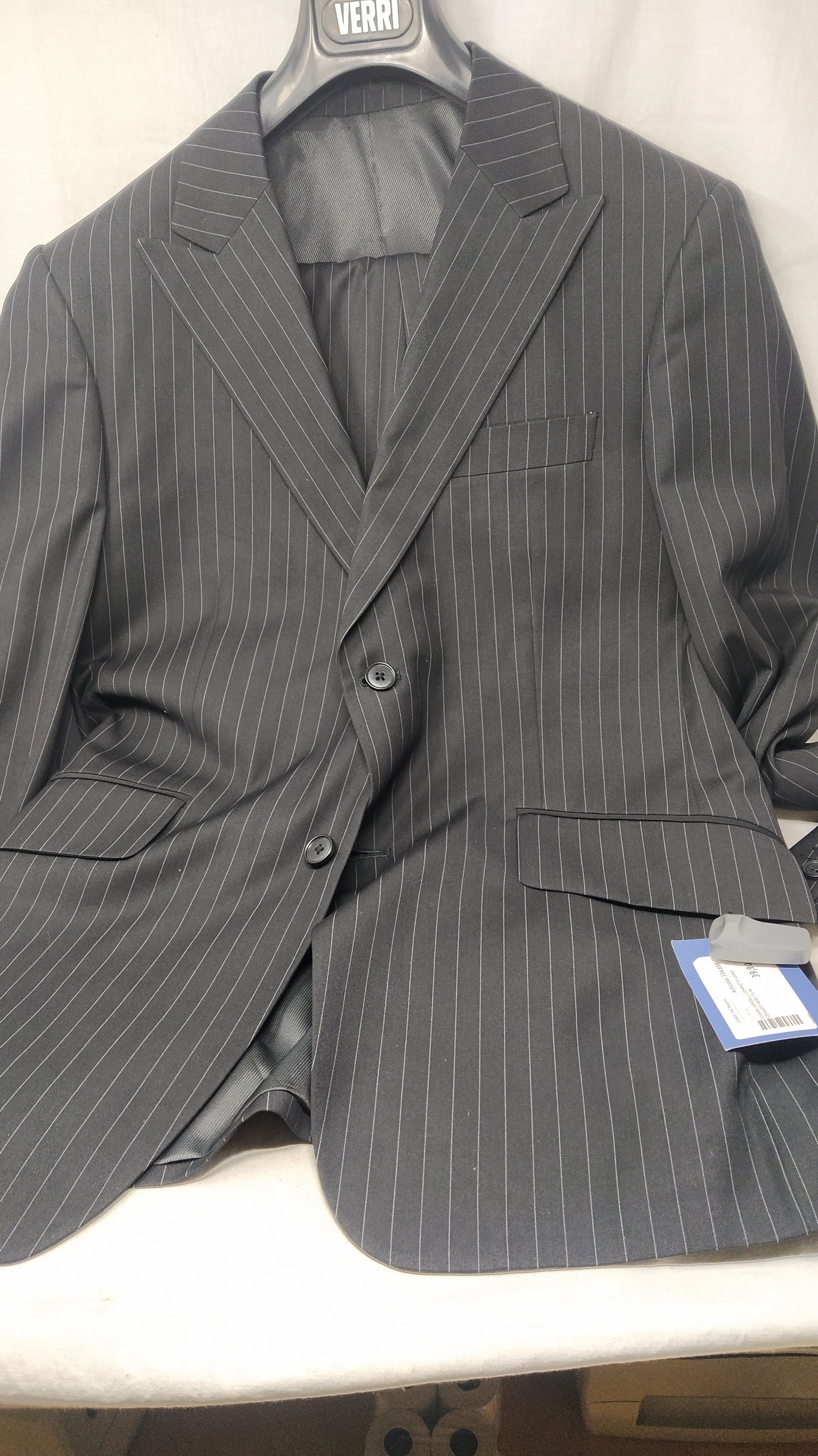 Gianni Verdelli Completo Uomo Gessato Nero Tg.48