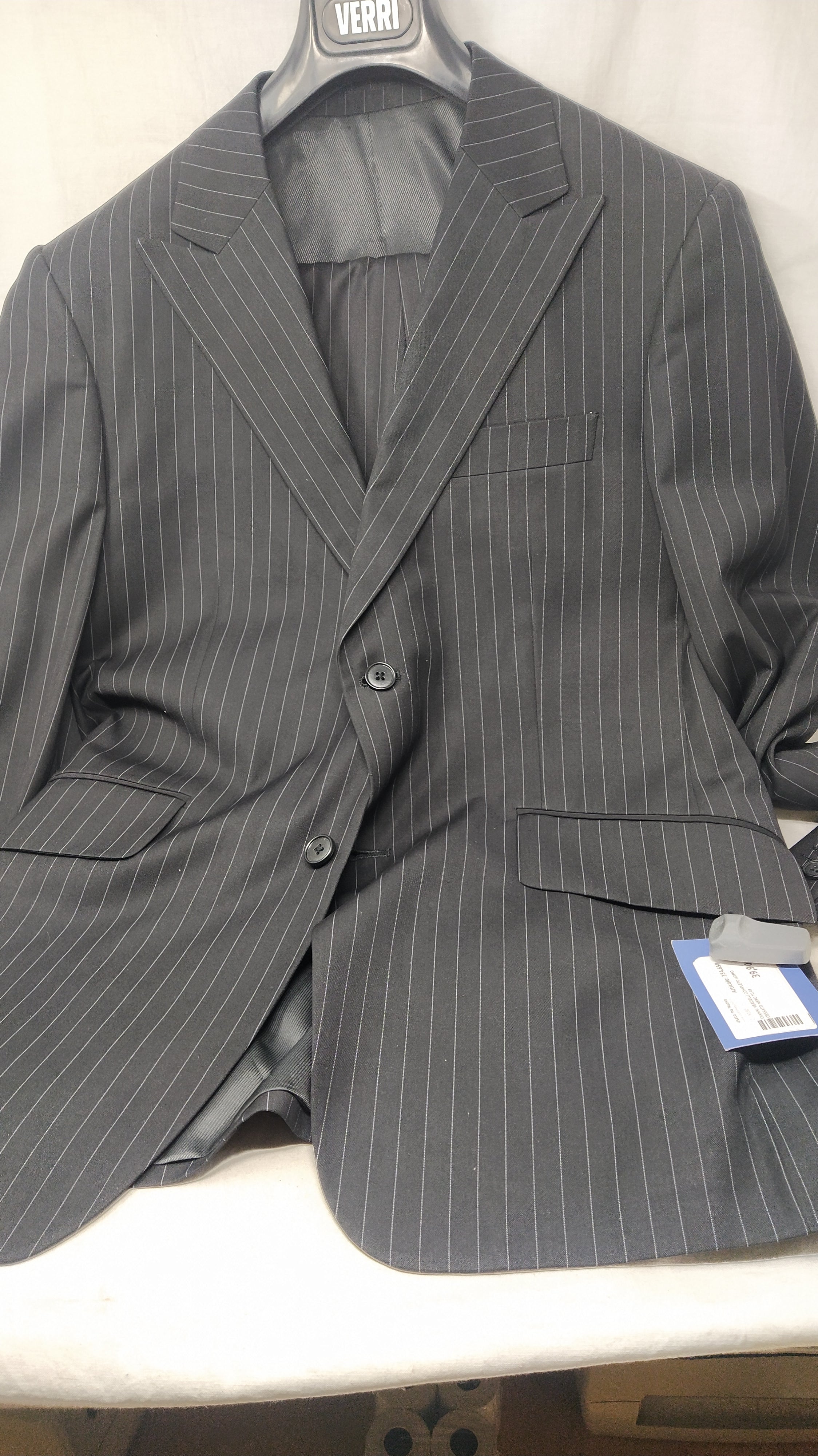 Gianni Verdelli Completo Uomo Gessato Nero Tg.48
