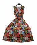 New Collection Abito Lungo Con Disegno Donna Tu
