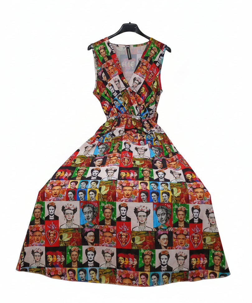 New Collection Abito Lungo Con Disegno Donna Tu